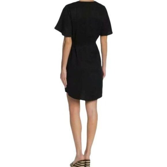 Velvet Heart Black V-Neck Flutter Sleeve Front Button Dress Size S - Picture 2 of 10